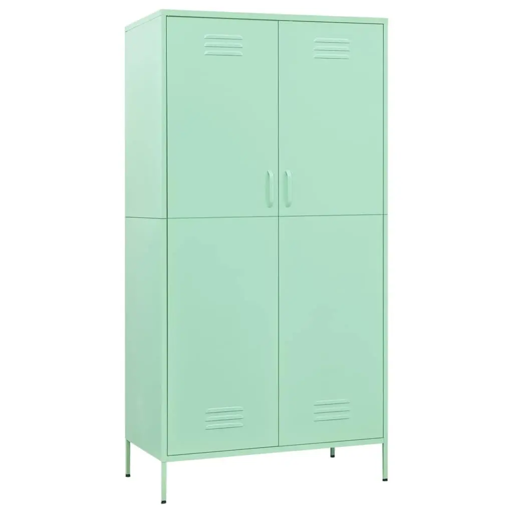 Wardrobe Cabinet Green Steel Storage Cupboard 90x50x180cm