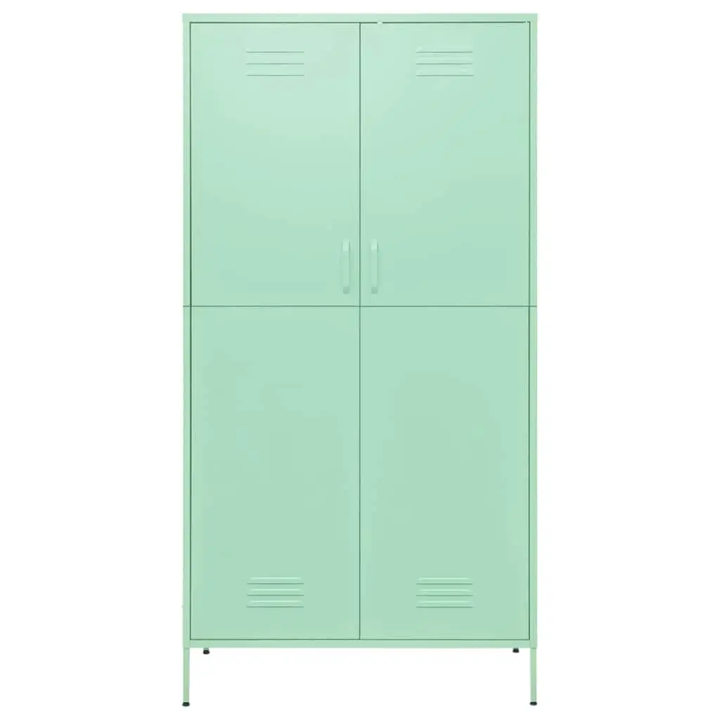 Wardrobe Cabinet Green Steel Storage Cupboard 90x50x180cm