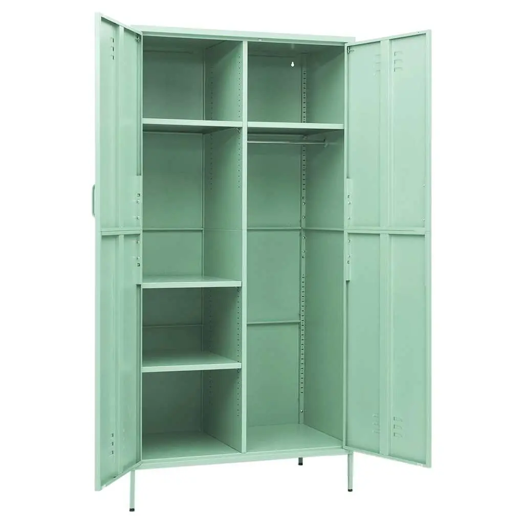 Wardrobe Cabinet Green Steel Storage Cupboard 90x50x180cm