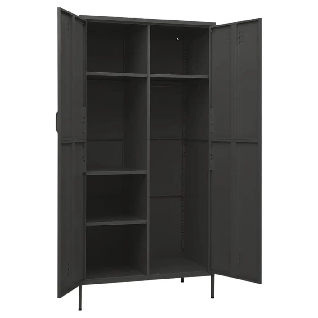 Steel Storage Cabinet Anthracite with Hanging Rod and 4 Adjustable Shelves 90x50x180 cm