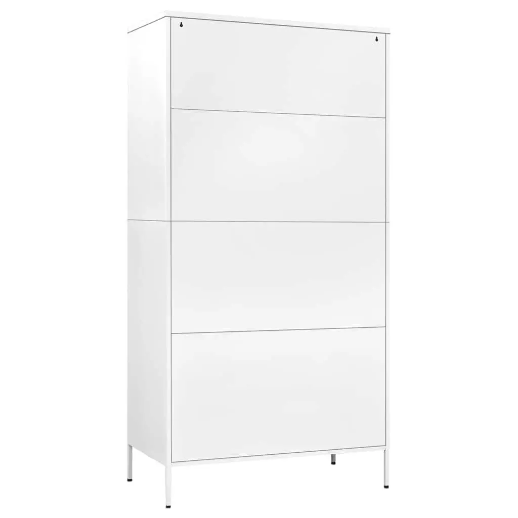 White Steel Wardrobe Cupboard Adjustable Shelves Hanging Rod 90W x 50D x 180H cm