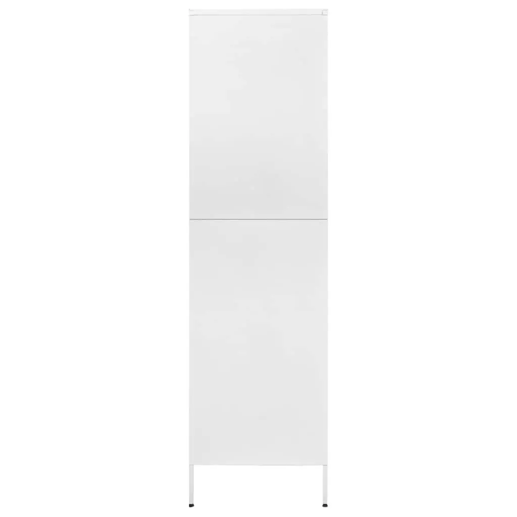 White Steel Wardrobe Cupboard Adjustable Shelves Hanging Rod 90W x 50D x 180H cm