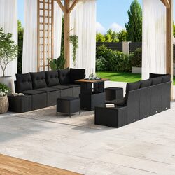 Your Friendly 11 Piece Black Poly Rattan Sofa Set