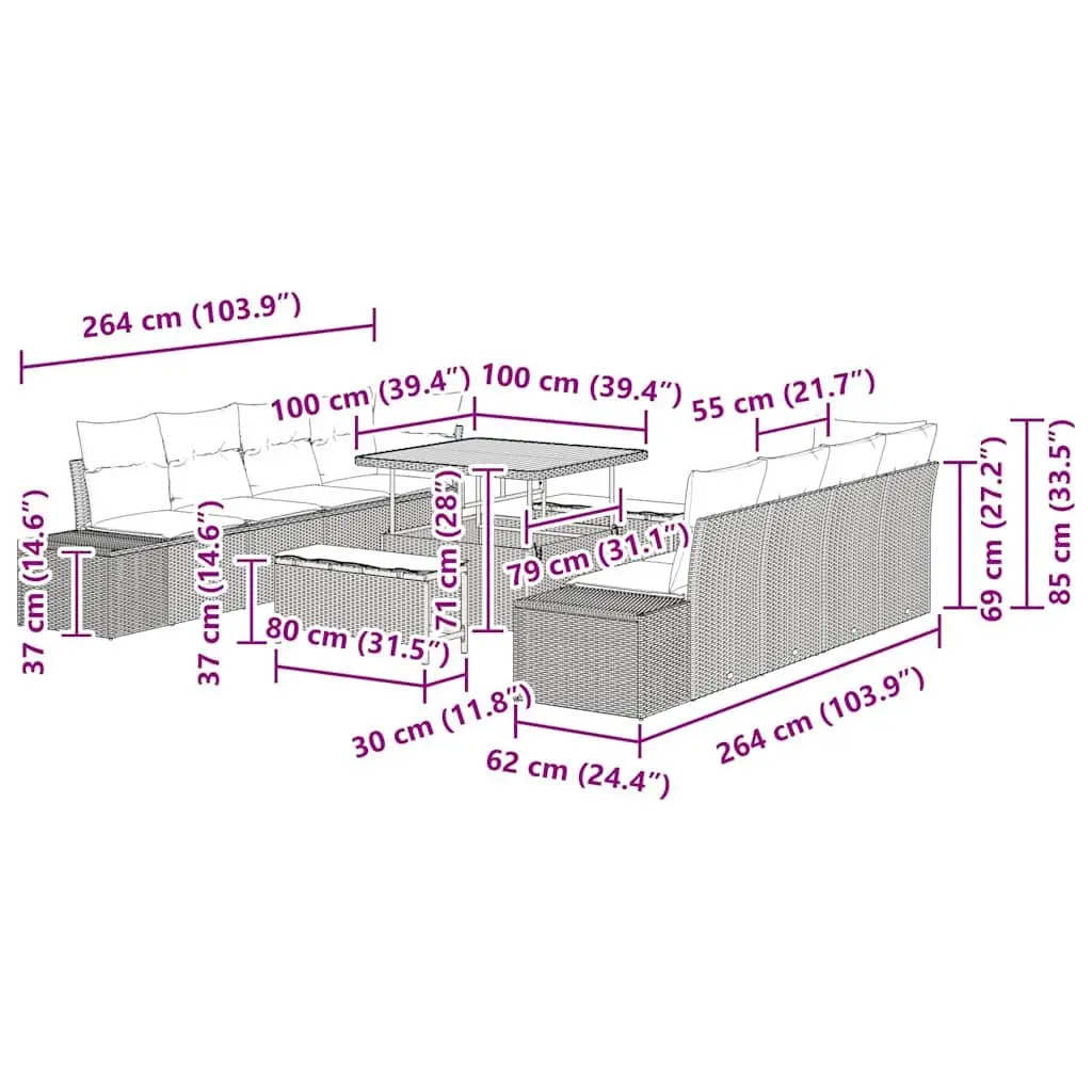 11-Piece Garden Sofa Set