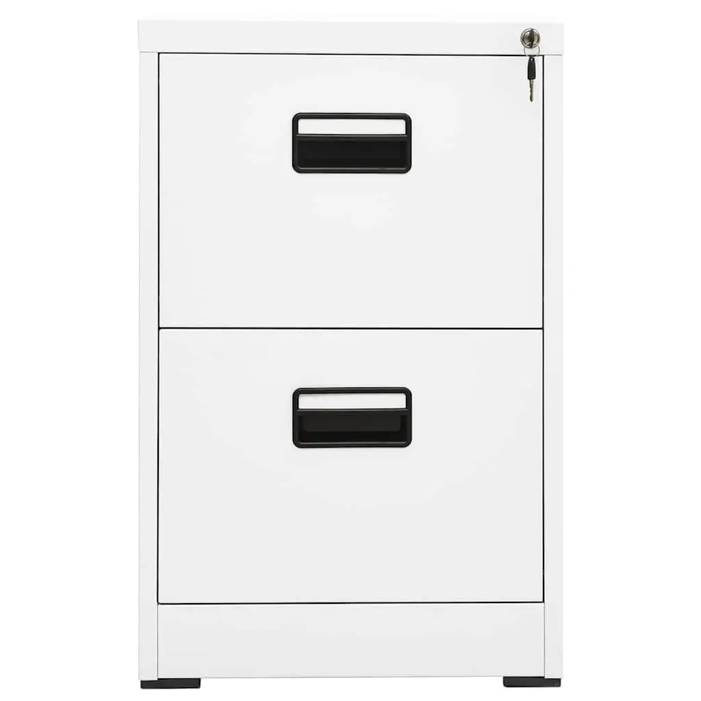 Filing Cabinet Steel 2 Drawer White Office Storage 46x62x72.5cm