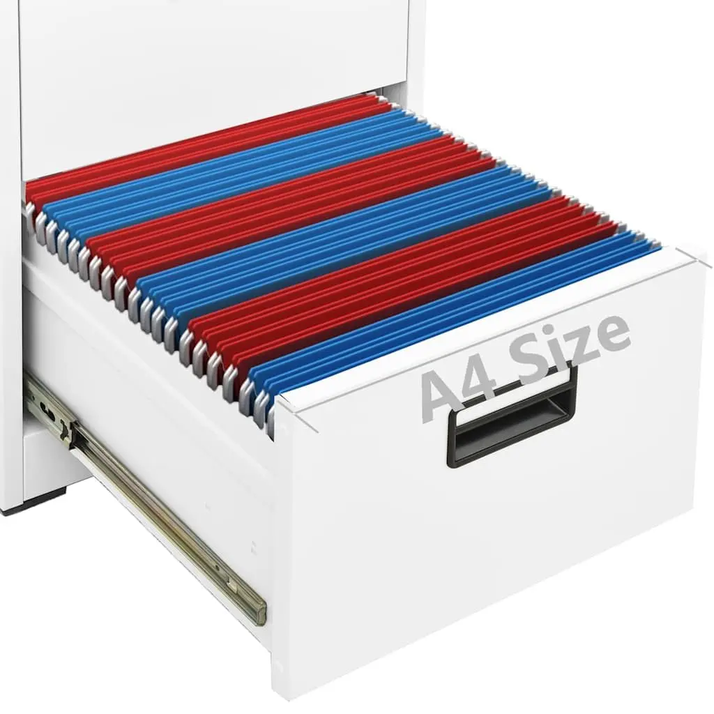 Filing Cabinet Steel 2 Drawer White Office Storage 46x62x72.5cm