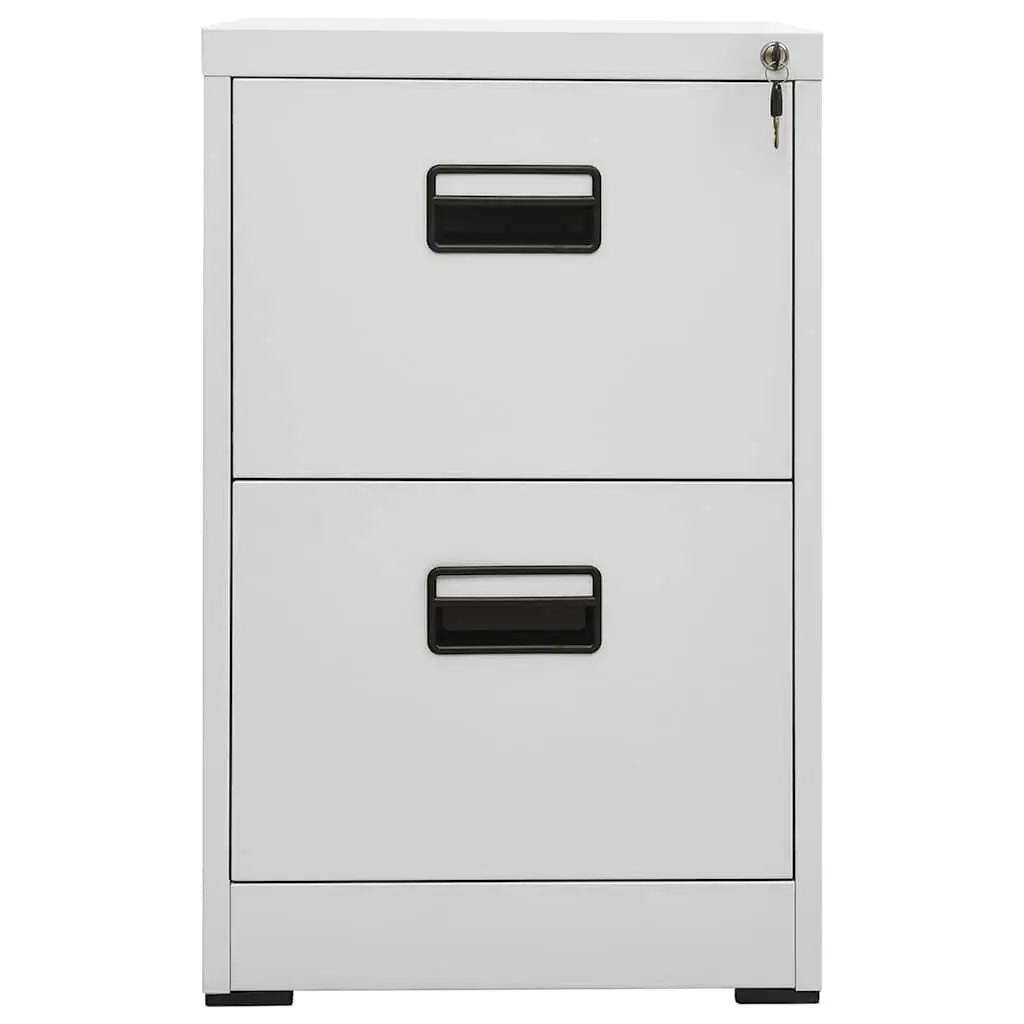 Filing Cabinet Light Grey Steel 2 Drawer Storage Organizer