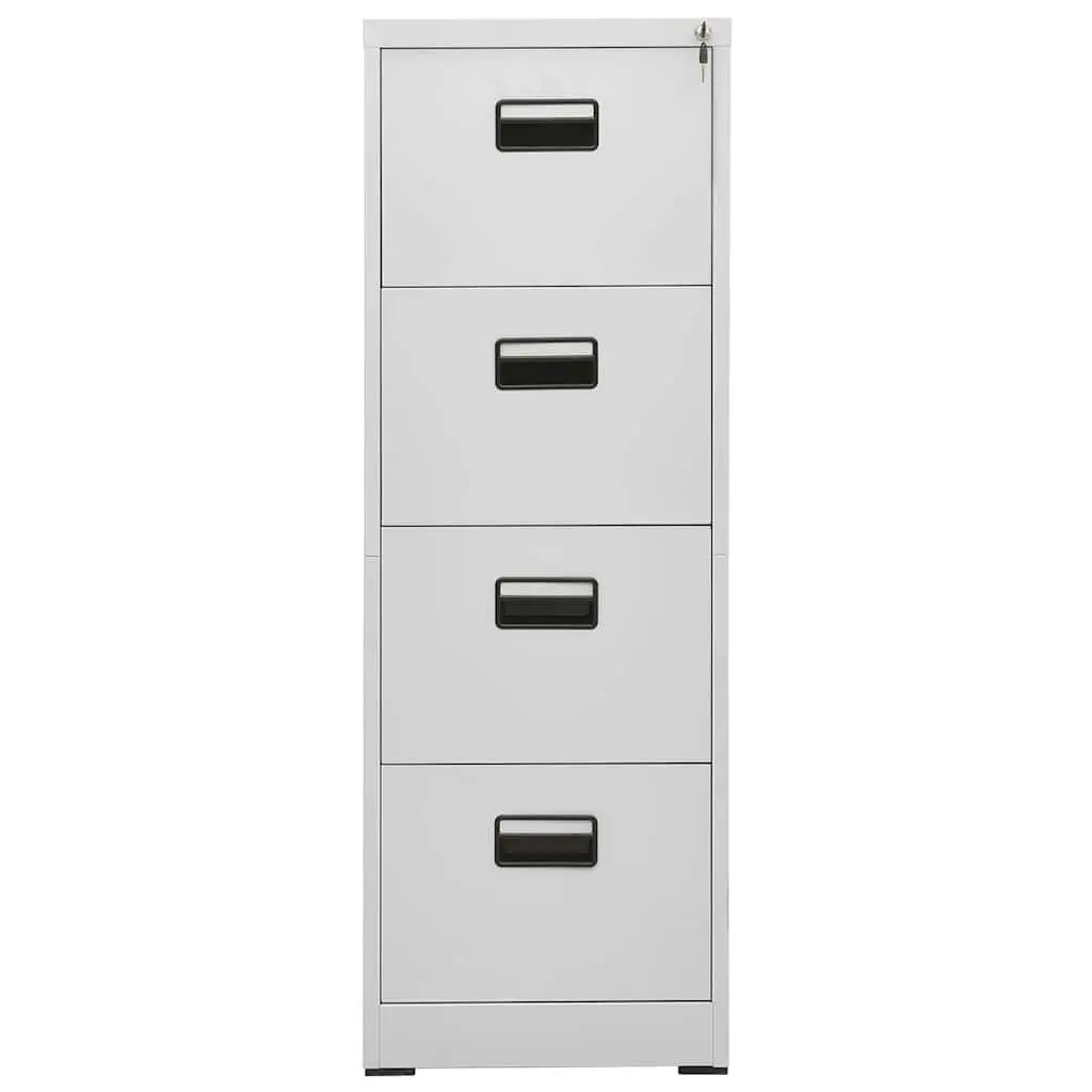 2 Drawer Steel Filing Cabinet Light Grey Durable Office Storage Lockable File Cabinet