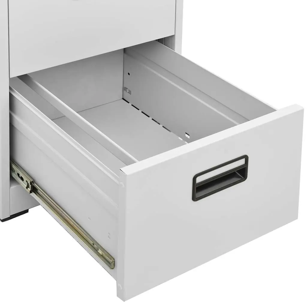 2 Drawer Steel Filing Cabinet Light Grey Durable Office Storage Lockable File Cabinet