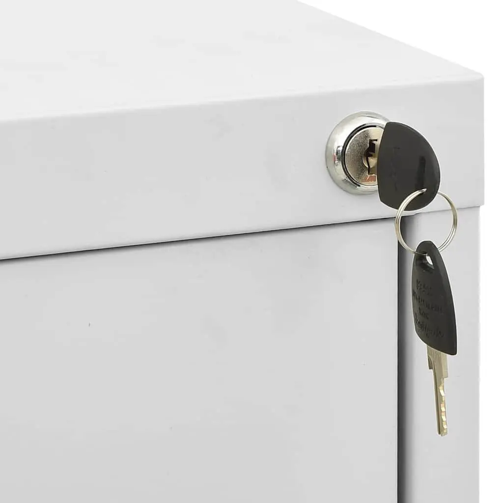 2 Drawer Steel Filing Cabinet Light Grey Durable Office Storage Lockable File Cabinet