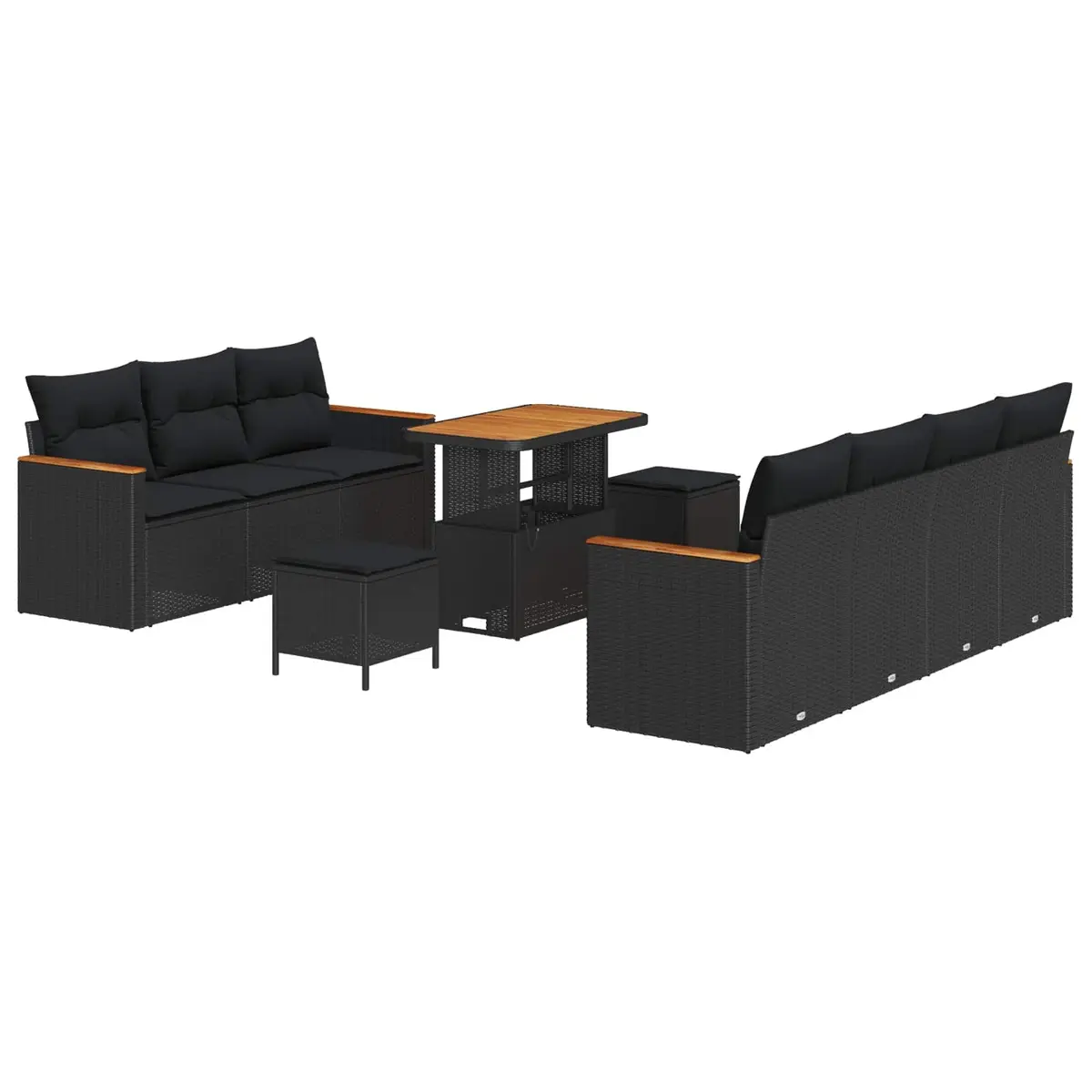 Garden Sofa Set 10 Piece Outdoor Patio Furniture Black Rattan Modular Lounge
