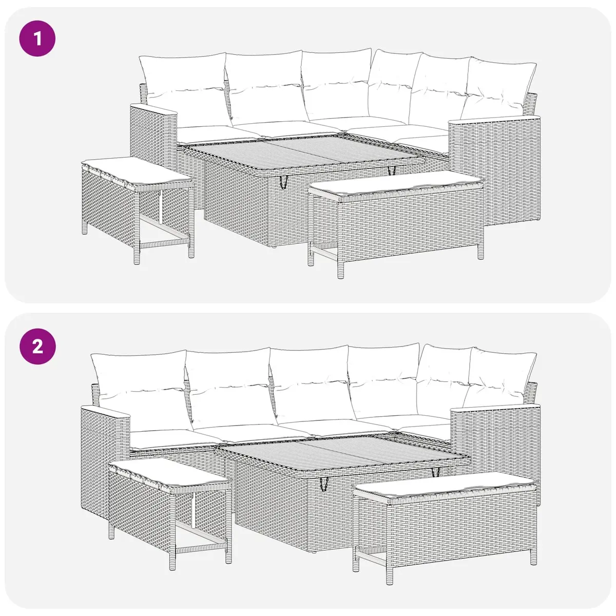 Garden Sofa Set 8 Pieces Black Outdoor Furniture Patio Lounge Modular Rattan