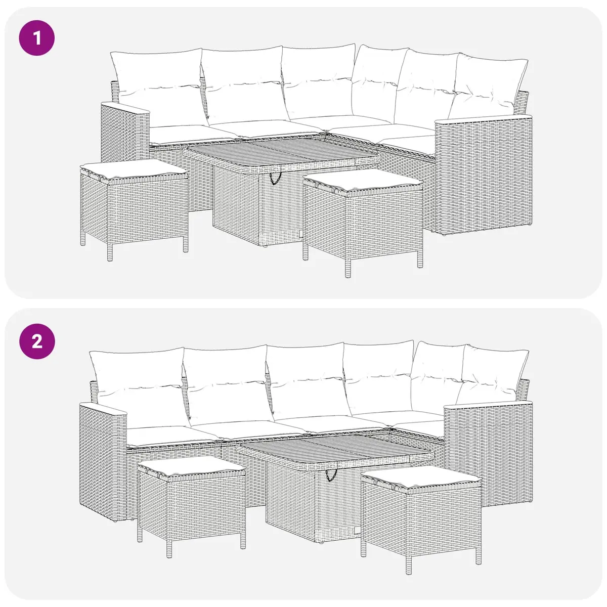 Garden Sofa Set Modular 8 Piece Outdoor Patio Furniture Black Poly Rattan