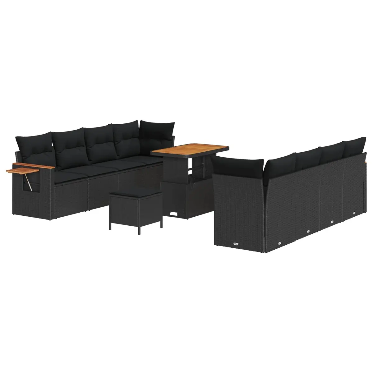 Garden Sofa Set 11 Piece Black Outdoor Furniture Poly Rattan Modular Patio