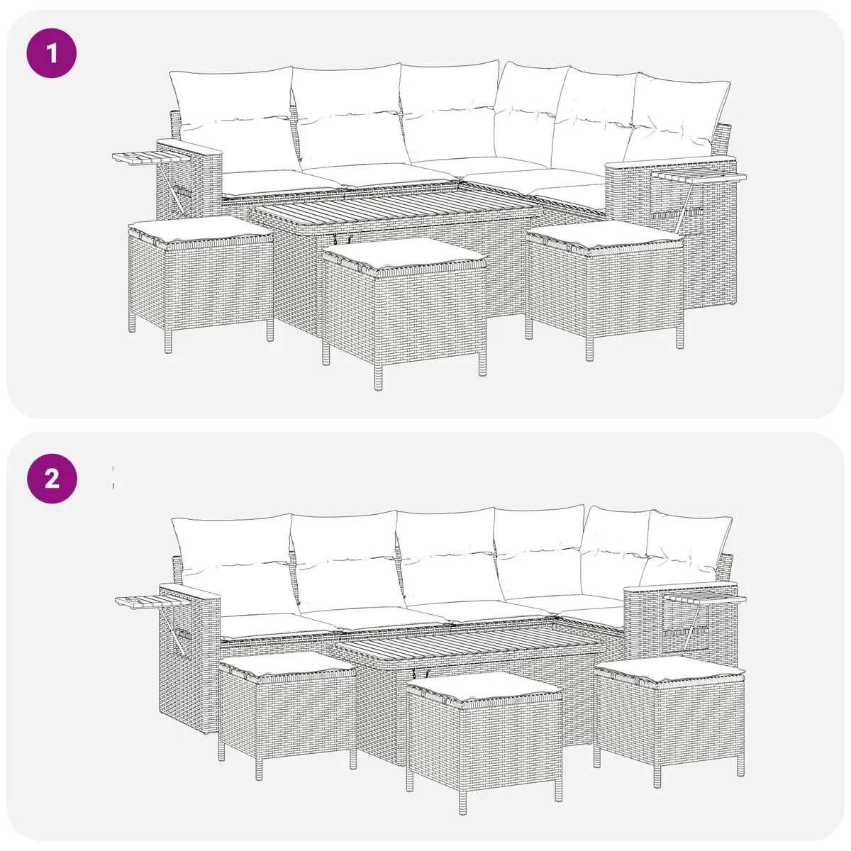 Garden Sofa Set 9 Pcs Black Outdoor Furniture Patio Rattan Modular Sectional