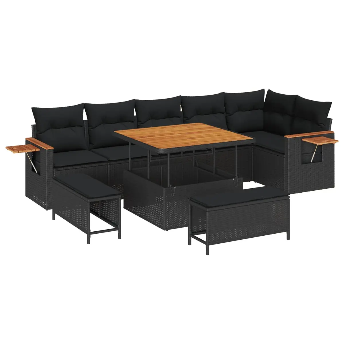 9 Piece Modular Outdoor Garden Sofa Set Adjustable Patio Furniture Black