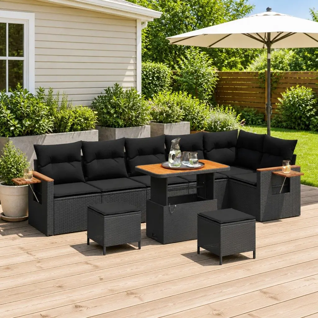 Garden Sofa Set Modular Outdoor Furniture 9 Pieces Adjustable Patio Lounge