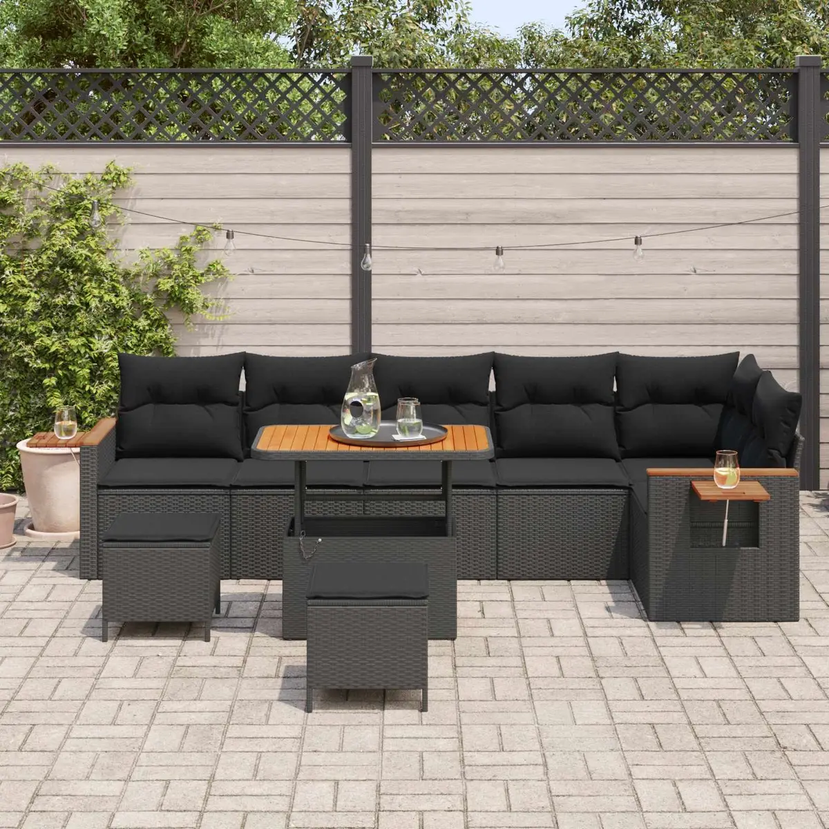 Garden Sofa Set Modular Outdoor Furniture 9 Pieces Adjustable Patio Lounge