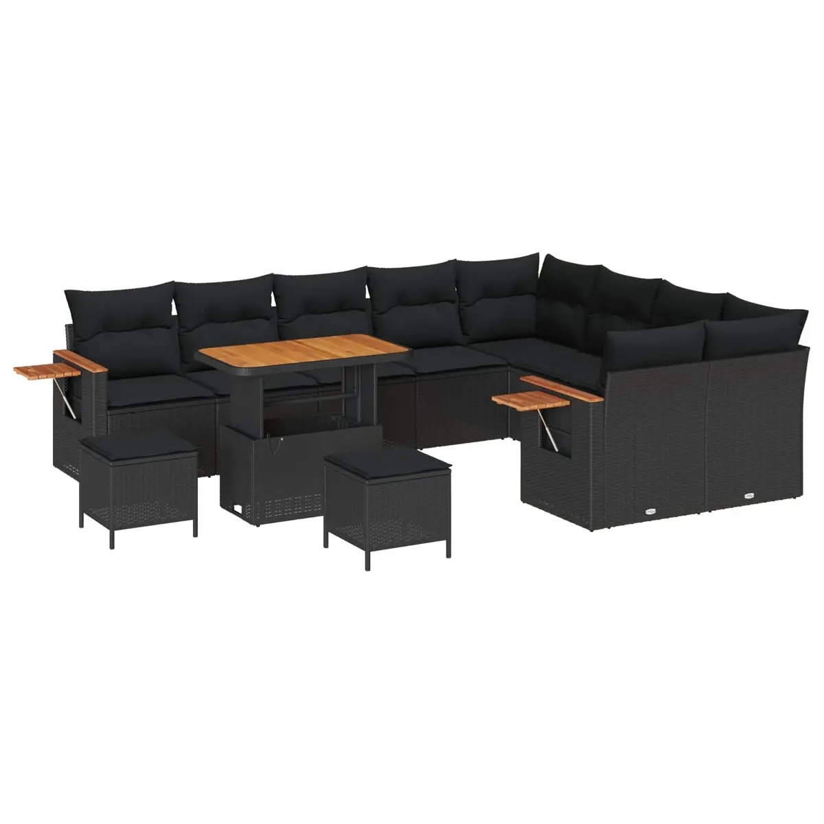 Garden Sofa Set 12 Piece Outdoor Lounging Furniture Modular Poly Rattan Black