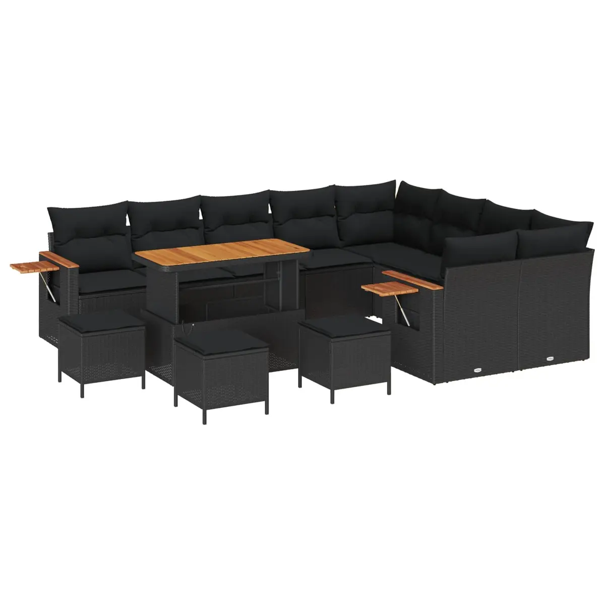 Garden Sofa Set 13 Pieces Black Outdoor Furniture Modular Lounging Patio Seating