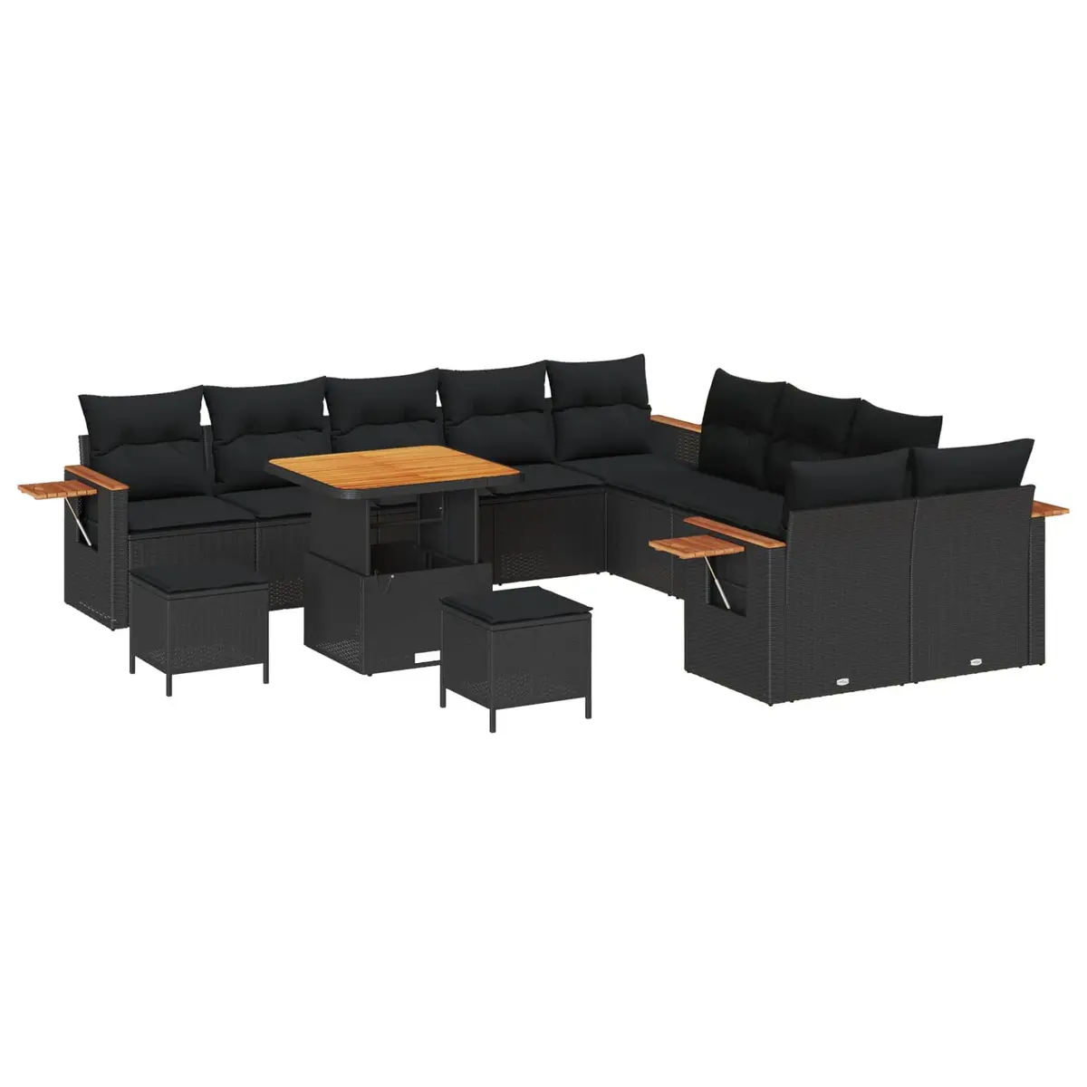 Garden Sofa Set Modular Black 13 Piece Outdoor Furniture