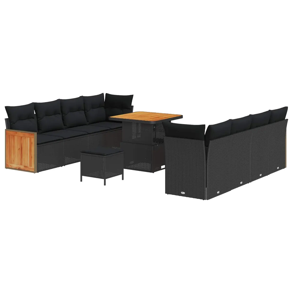 Outdoor Garden Sofa Set Woven Poly Rattan 11 Pieces Black