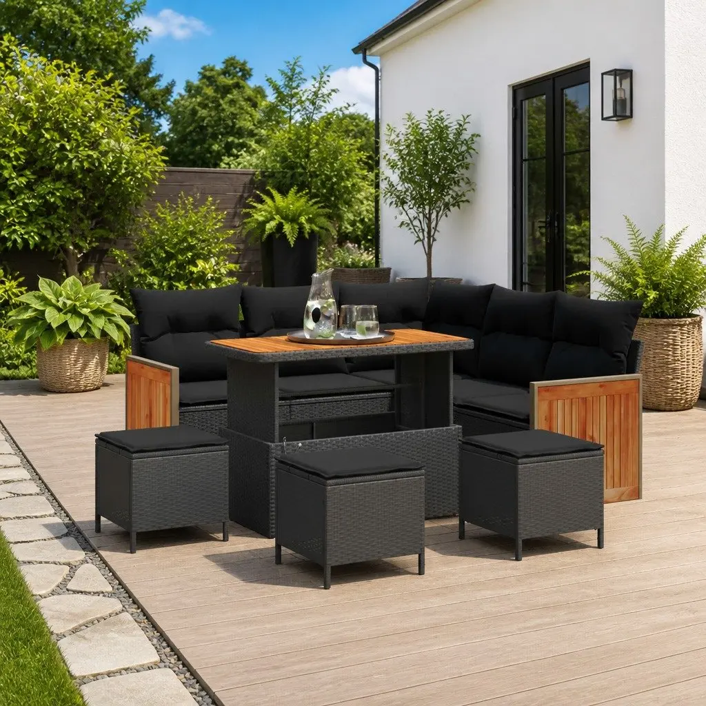 9 pcs Black Sofa Set