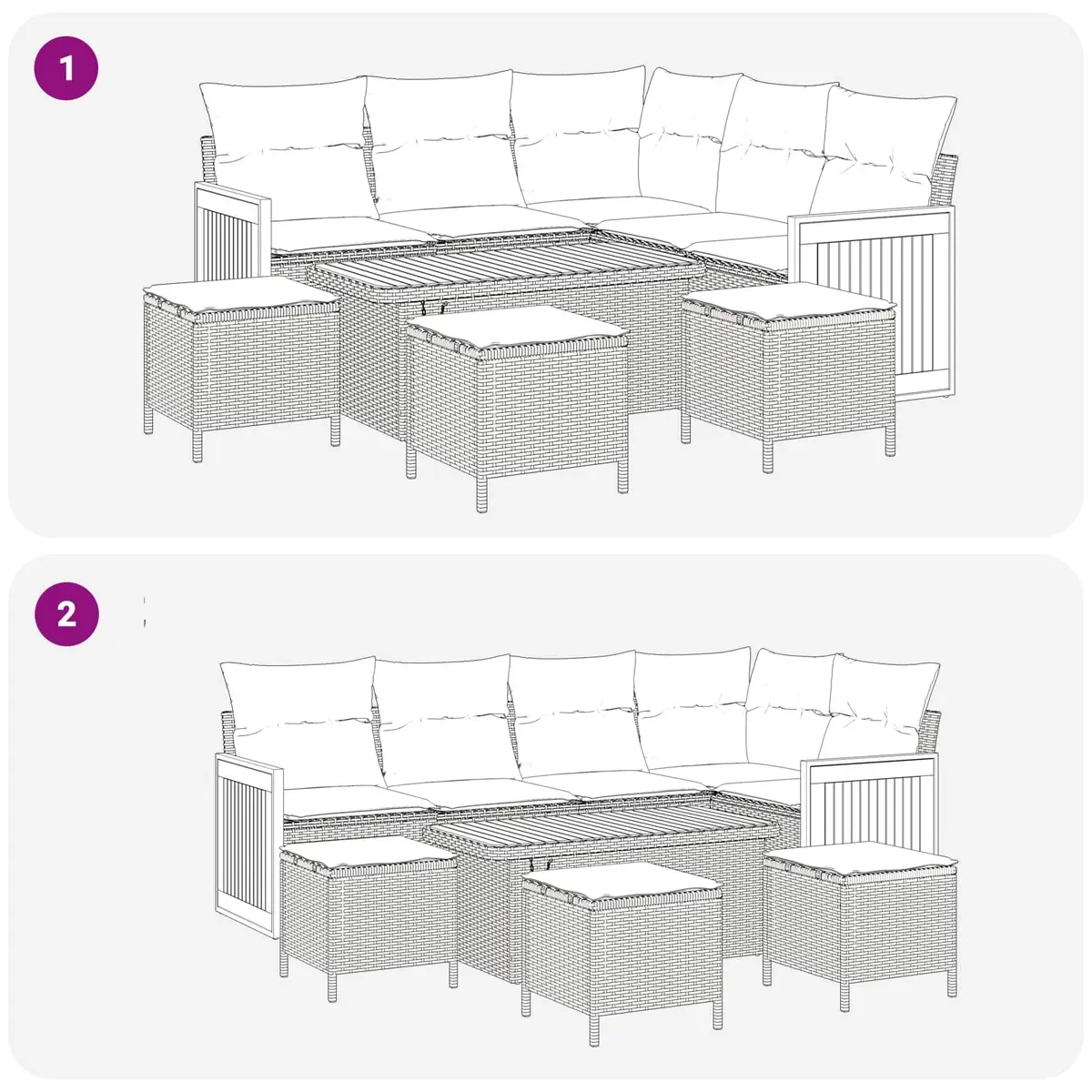 9 pcs Black Sofa Set