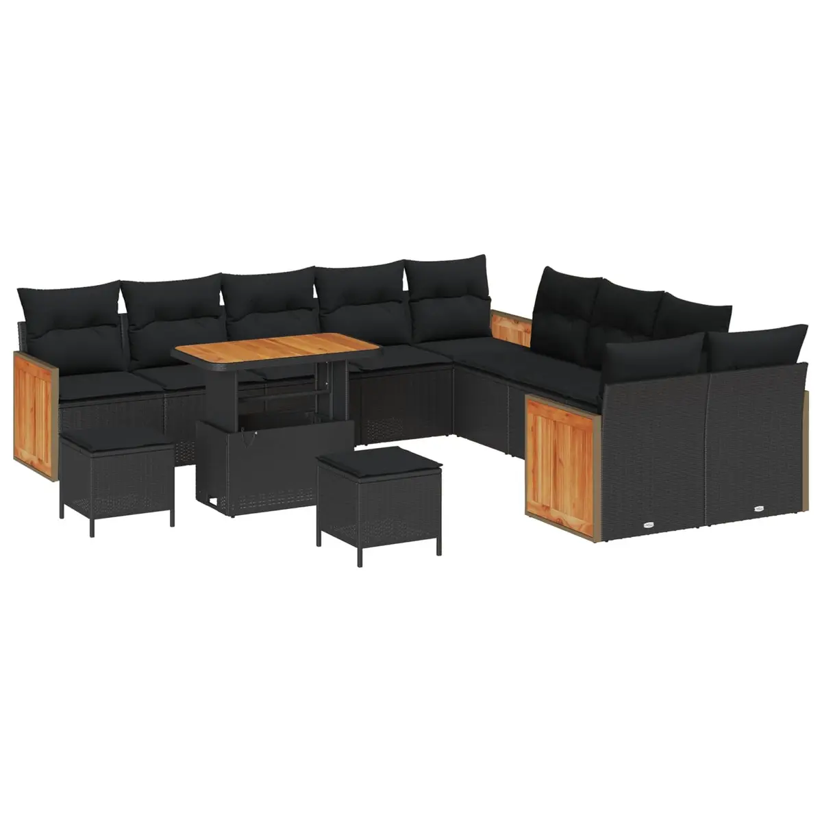 Outdoor Garden Sofa Set Modern Black 13 Piece