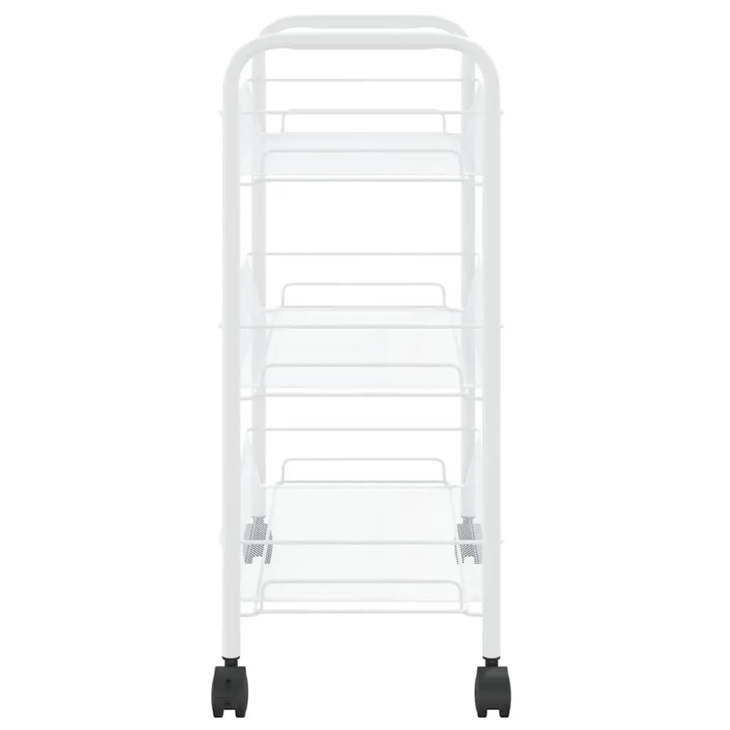 3-Tier Kitchen Trolley White Storage Cart Organiser Removable Mesh Baskets Wheels