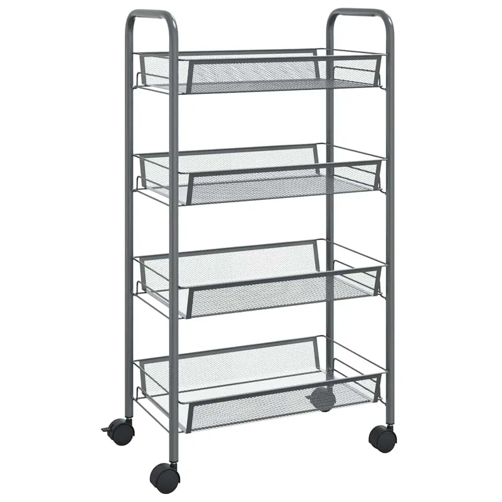 4-Tier Kitchen Trolley Grey Removable Mesh Baskets 46 x 26 x 85 cm