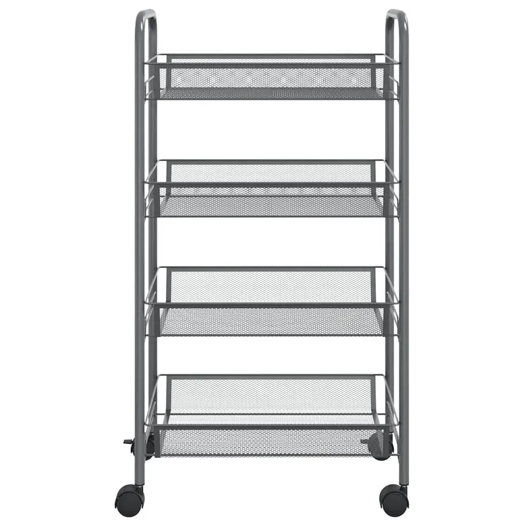 4-Tier Kitchen Trolley Grey Removable Mesh Baskets 46 x 26 x 85 cm