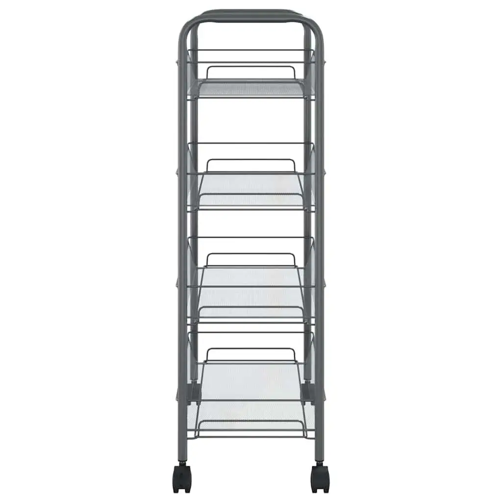 4-Tier Kitchen Trolley Grey Removable Mesh Baskets 46 x 26 x 85 cm