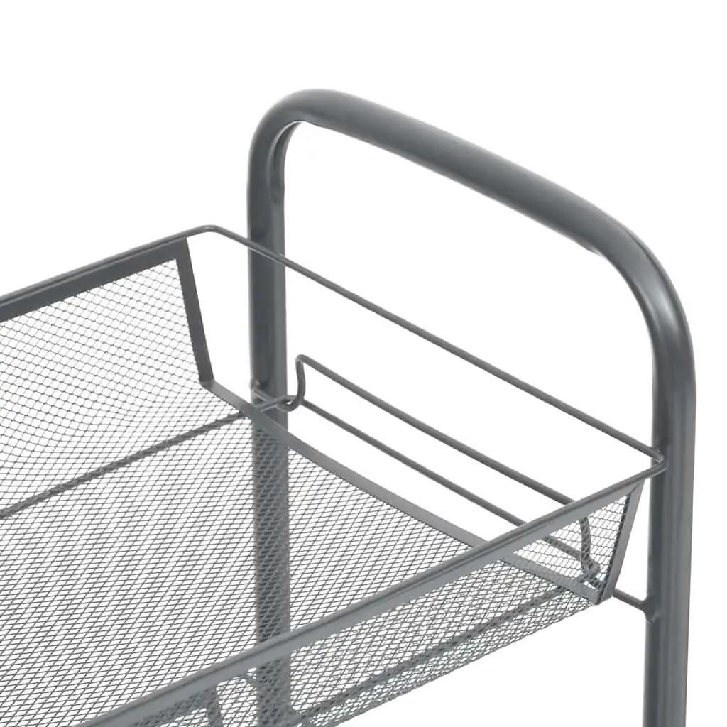 4-Tier Kitchen Trolley Grey Removable Mesh Baskets 46 x 26 x 85 cm