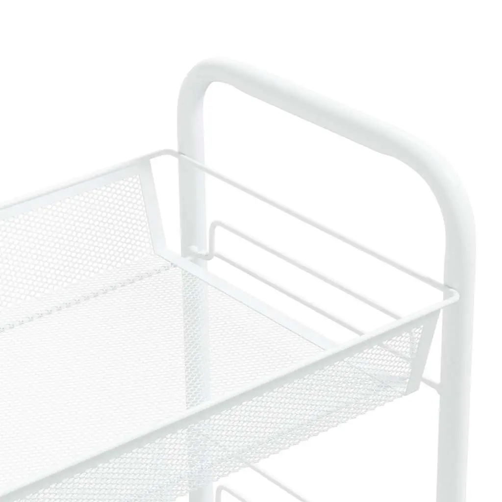 5-Tier Kitchen Trolley White Storage Cart Removable Mesh Baskets Wheels