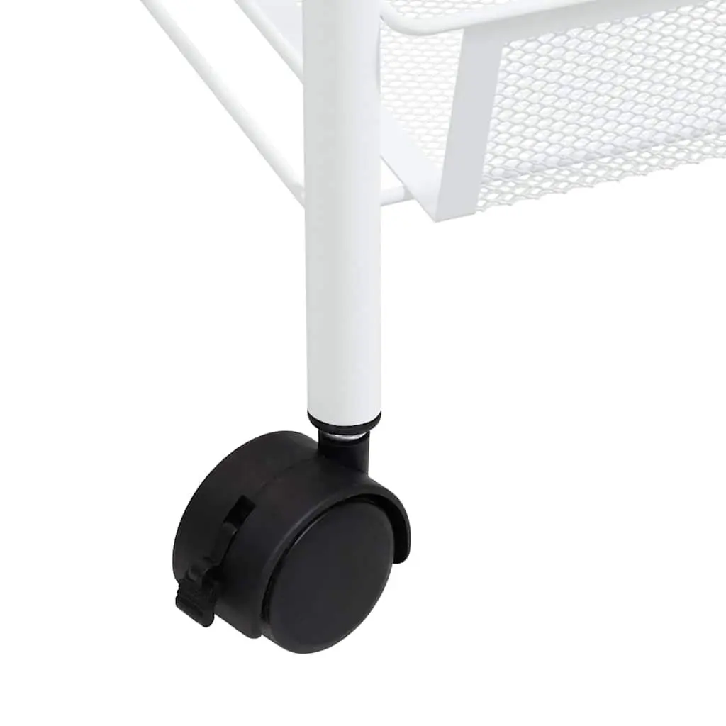 5-Tier Kitchen Trolley White Storage Cart Removable Mesh Baskets Wheels
