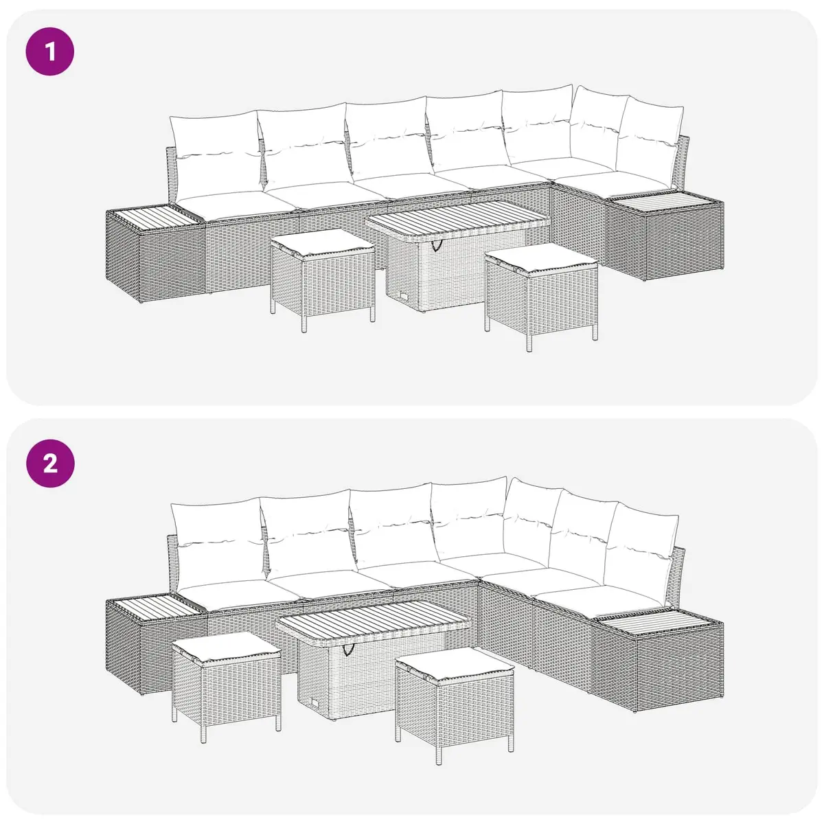 Garden Sofa Set 9 Piece Outdoor Seating Black Modular Patio Furniture