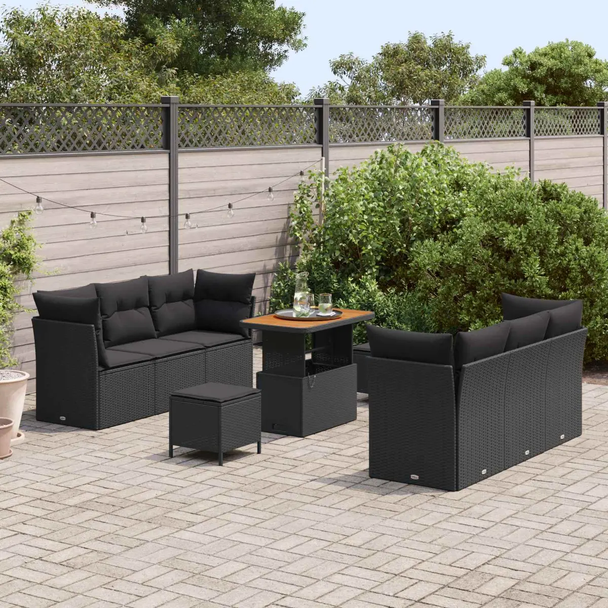 9-Piece Garden Sofa Set with Cushions