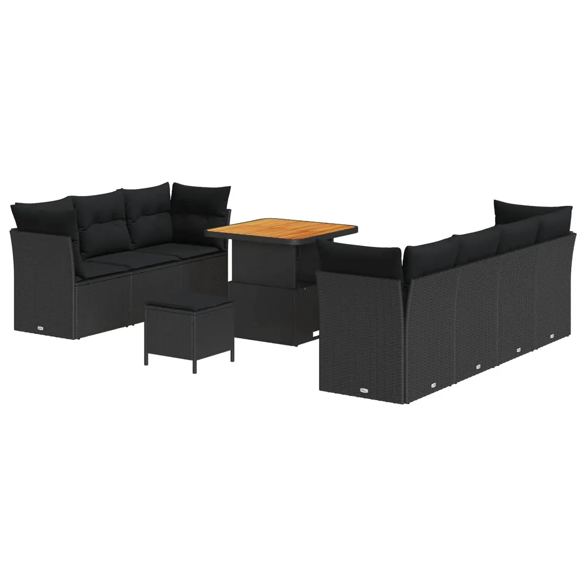 Modular Garden Sofa Set Outdoor Patio Furniture with Storage Cushion 10pc Black