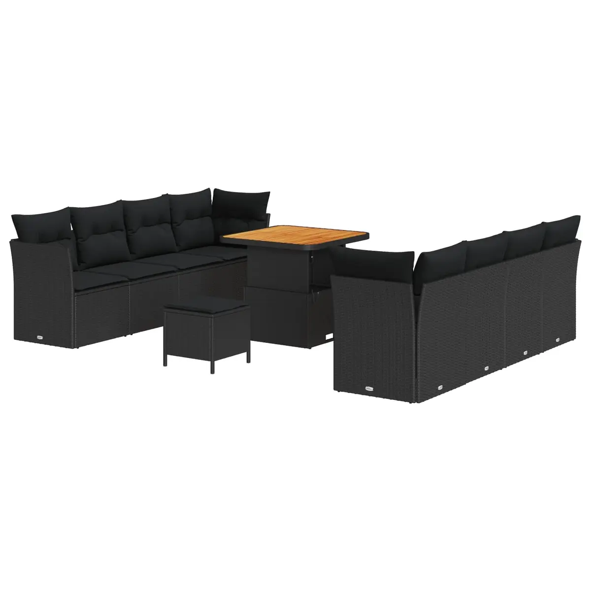 Outdoor Garden Sofa Set Modular Black Poly Rattan 11 Piece