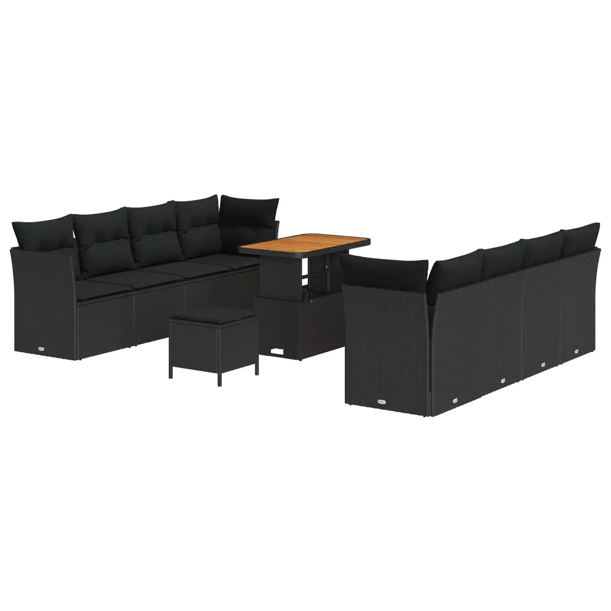 Outdoor Garden Sofa Set Modular Black Poly Rattan 11 Piece