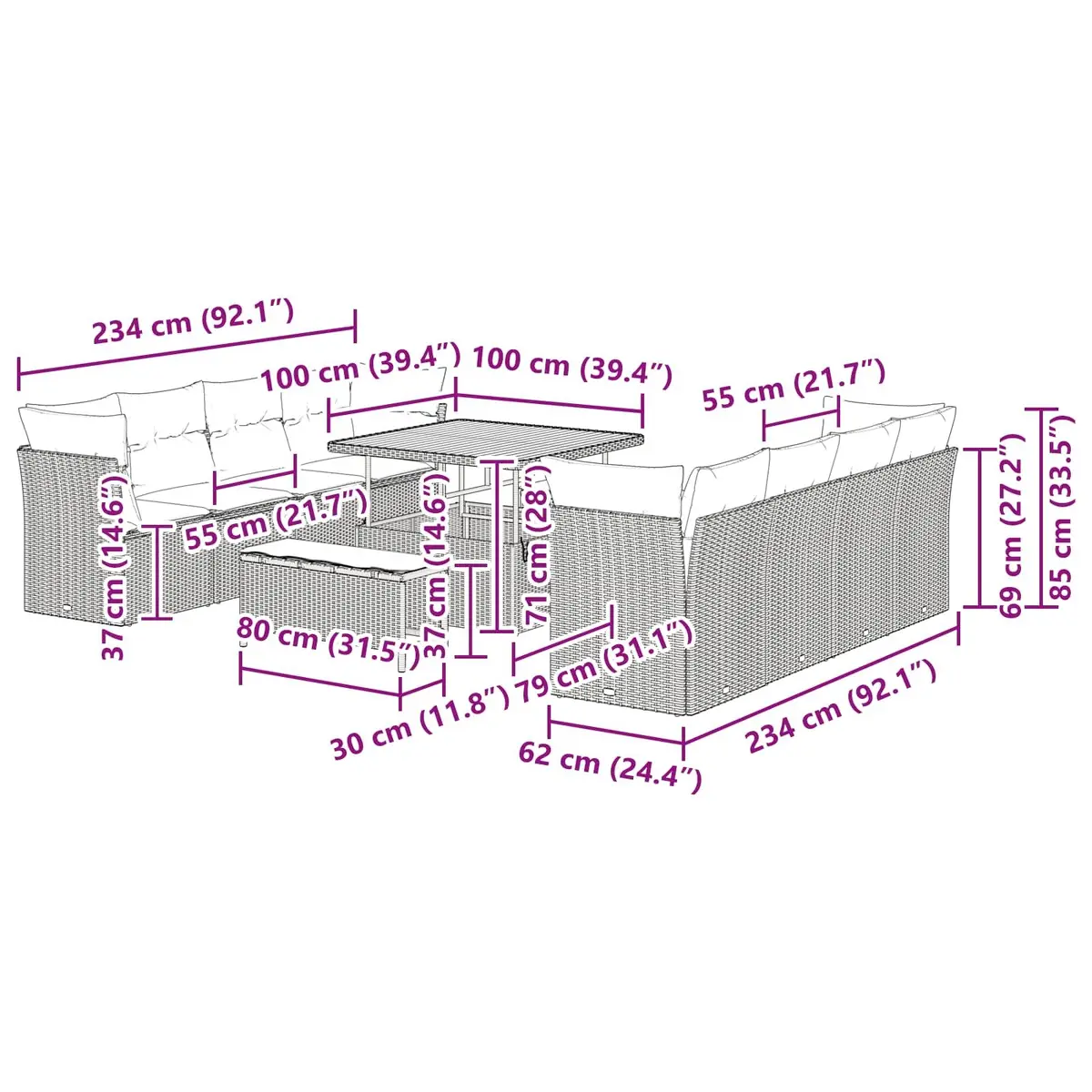 11-Piece Outdoor Sofa Set