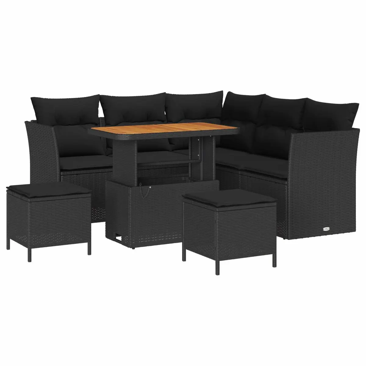 Outdoor Sofa Set Modular Black 8 Piece Poly Rattan Sectional Garden Furniture