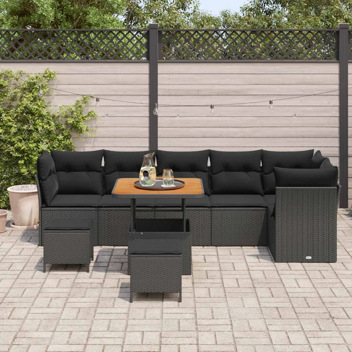 9 Piece Garden Sofa Set Outdoor Patio Lounger Furniture with Armrests and Cushions