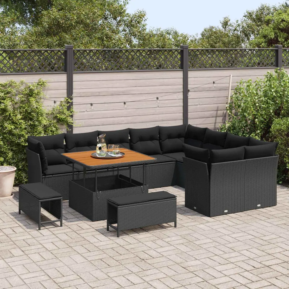 Modular Garden Sofa Set Outdoor Seating Sectional with Storage Cushions 12 Piece