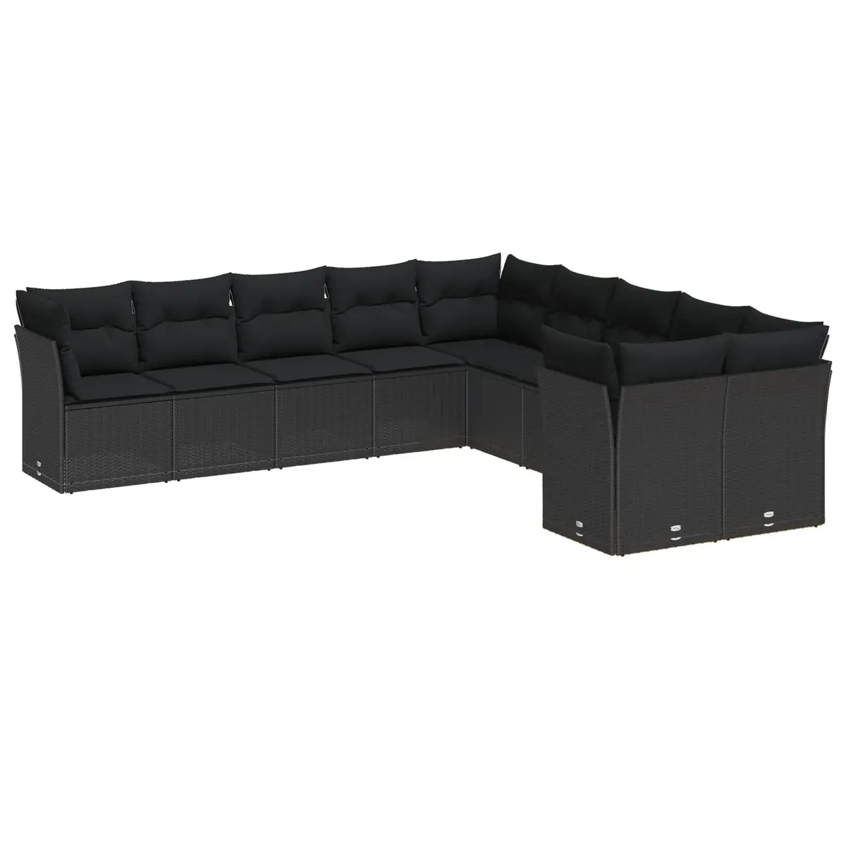 Modular Garden Sofa Set 13 Piece Black Poly Rattan Acacia Wood Table Top