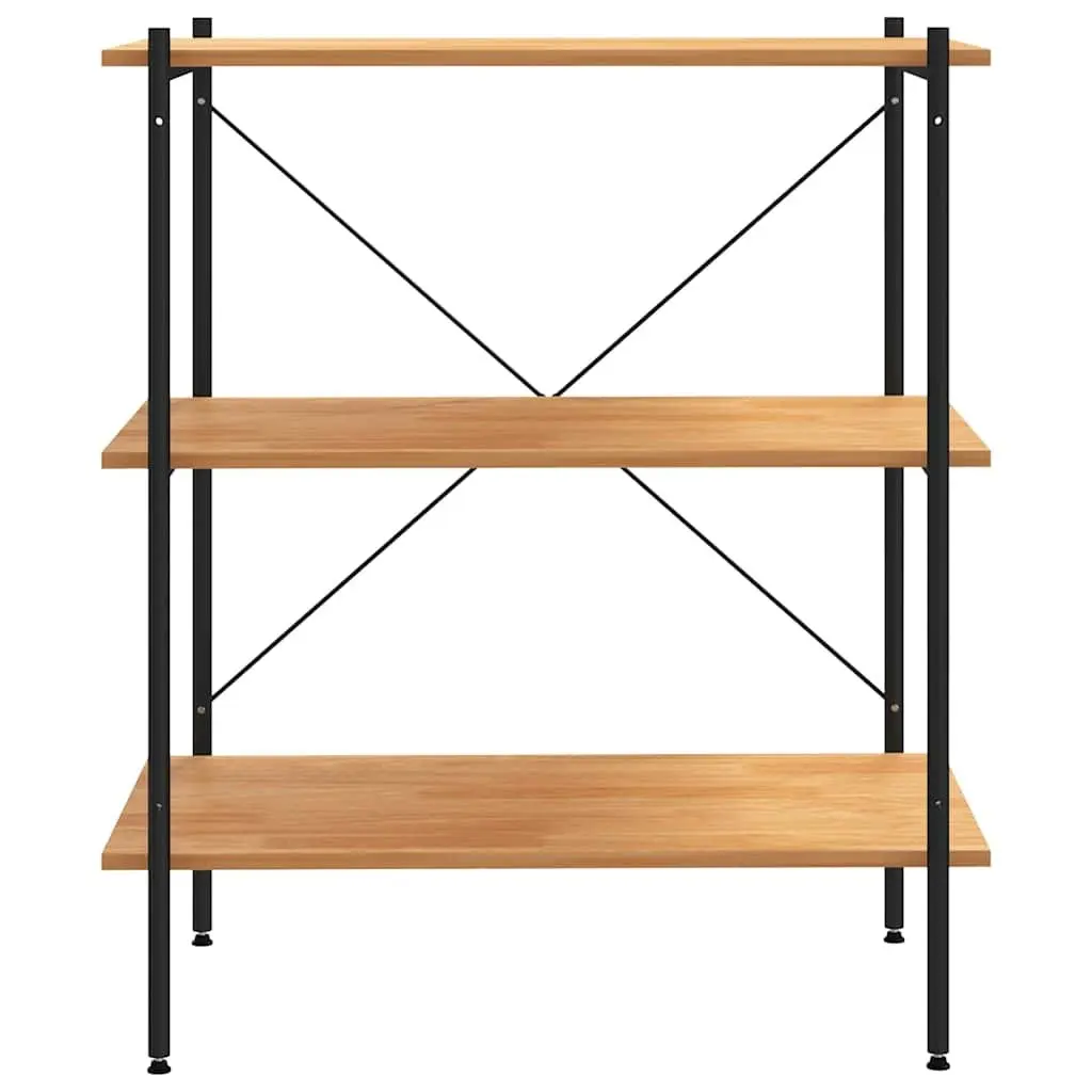 3-Tier Black Oak Shelving Unit