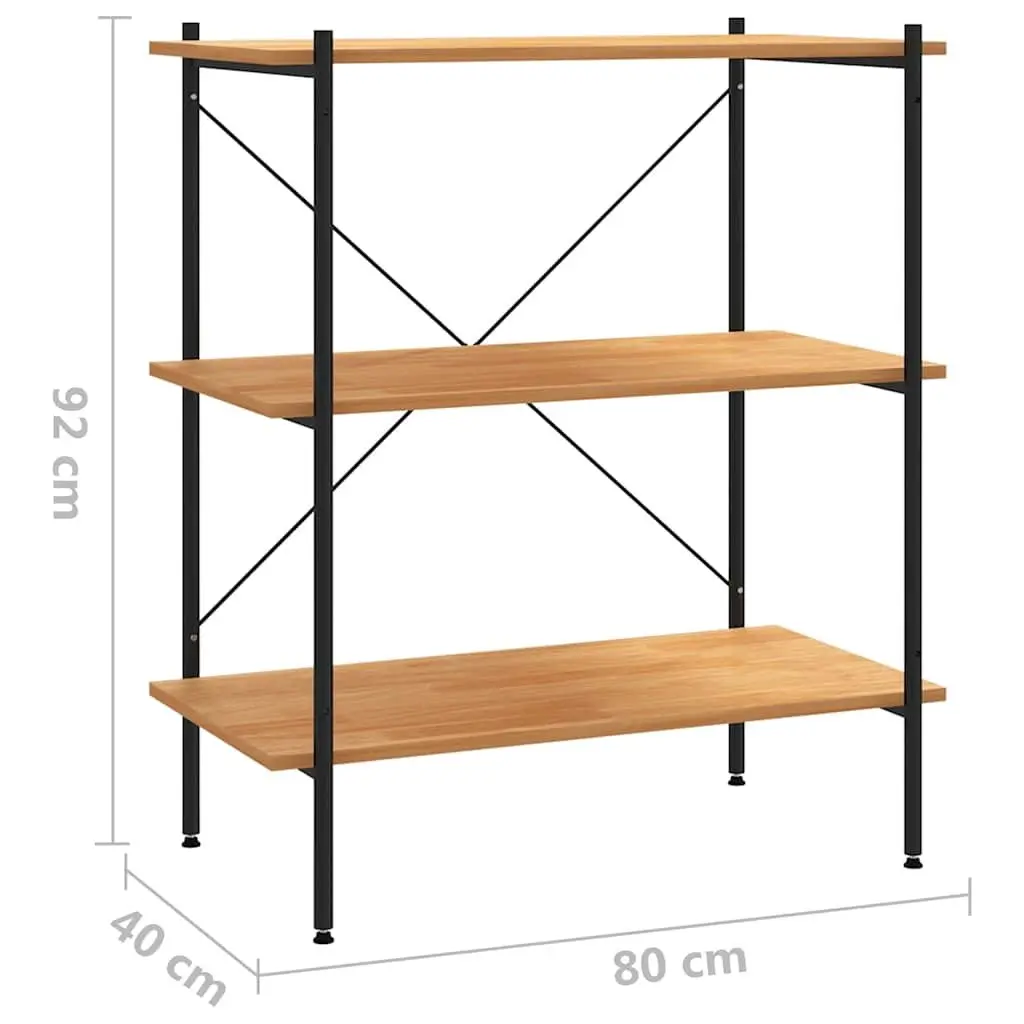 3-Tier Black Oak Shelving Unit