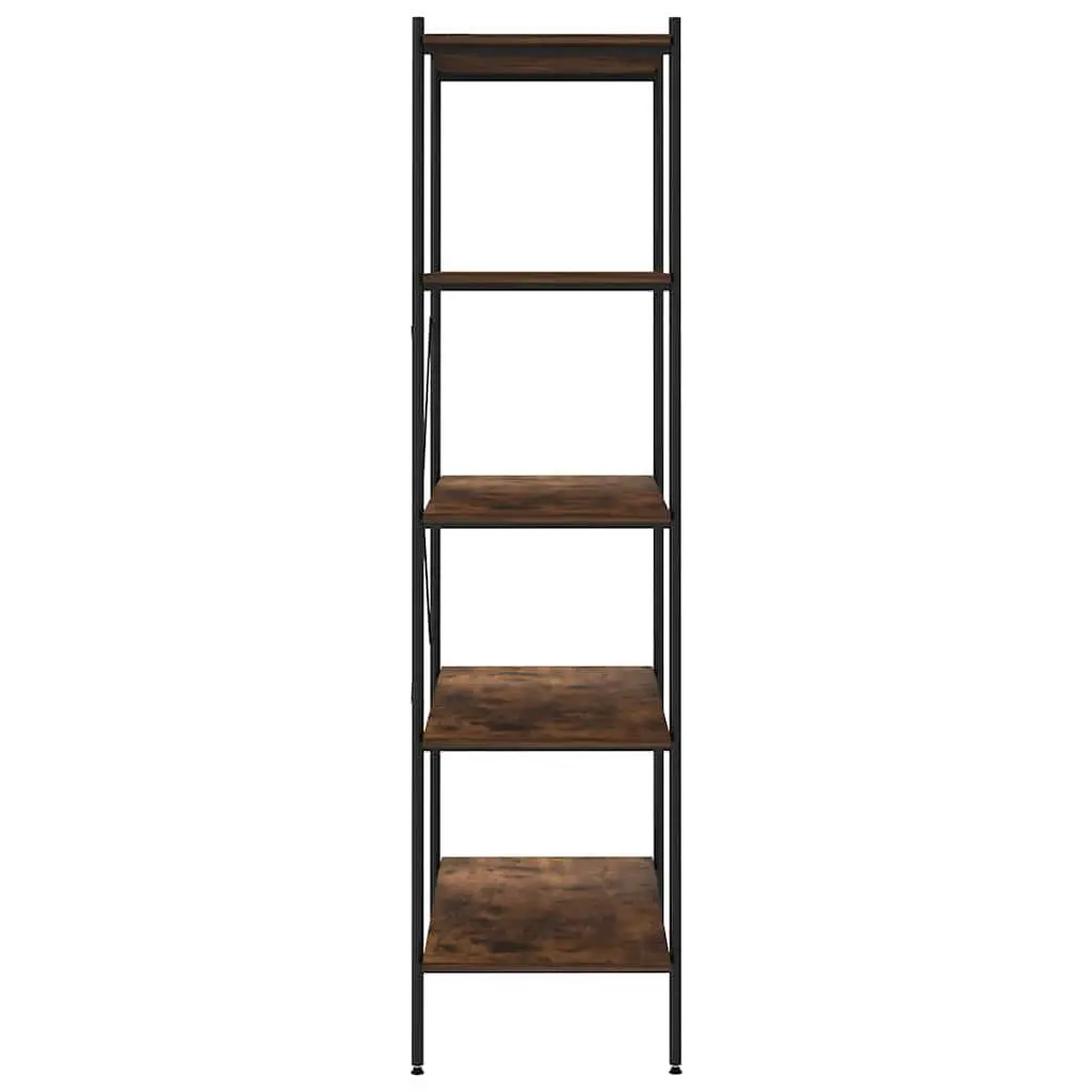 5-Tier Standing Shelving Unit Black Steel Frame Engineered Wood Shelves