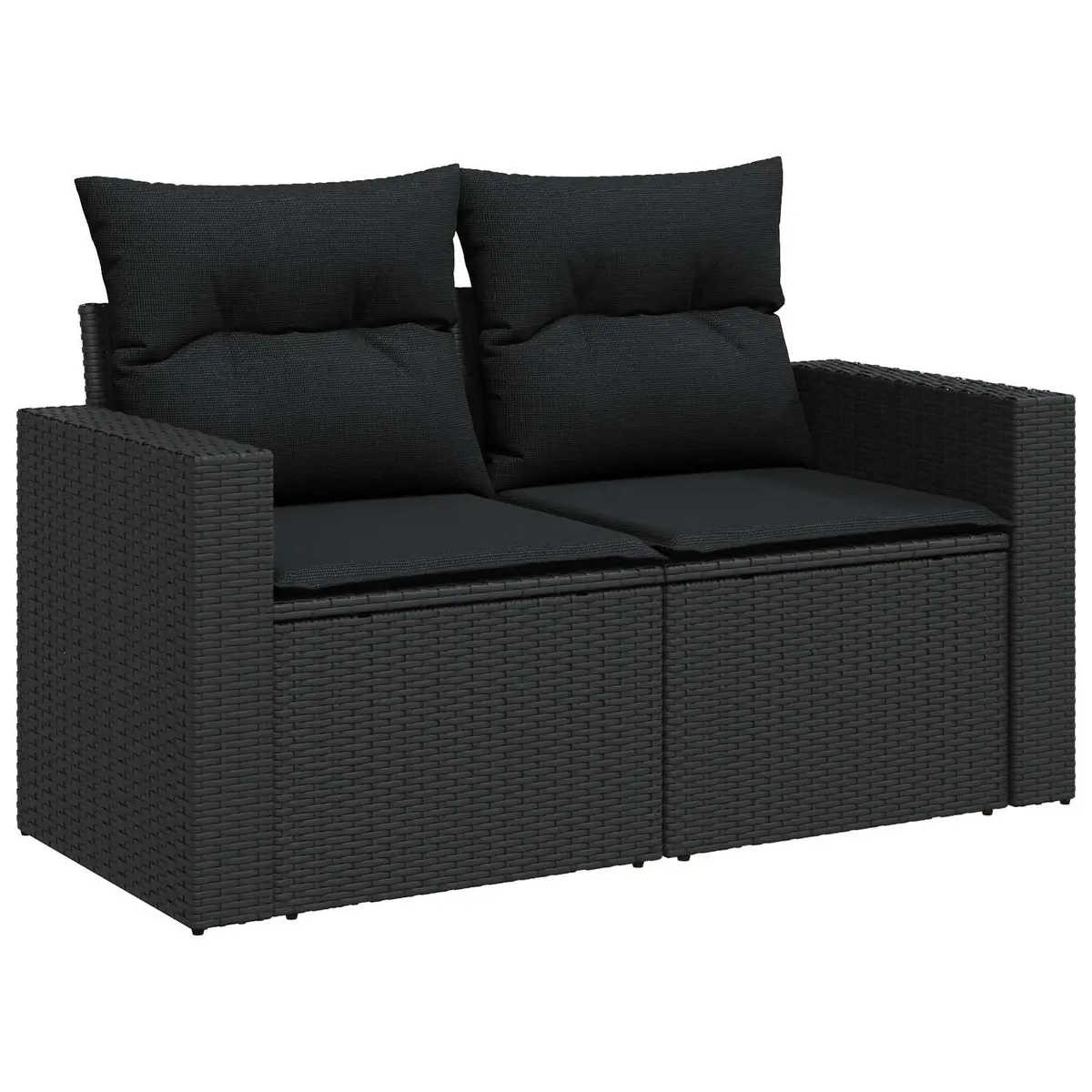 Modular Outdoor Garden Sofa Set 9 Piece Black Rattan Steel Frame Furniture
